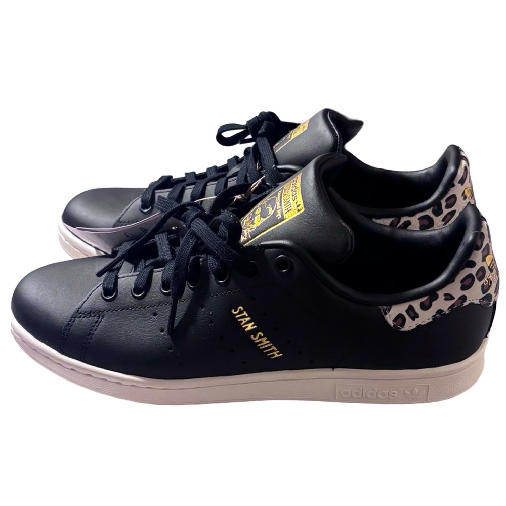 Adidas Stan Smith Black Leather
Leopard Trim Skateboard Casual Shoes Size 11
